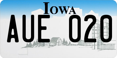 IA license plate AUE020