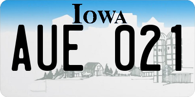 IA license plate AUE021