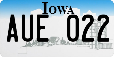 IA license plate AUE022