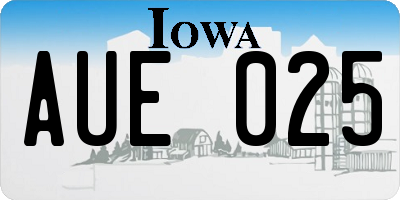 IA license plate AUE025