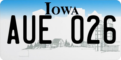 IA license plate AUE026