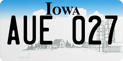 IA license plate AUE027