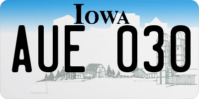 IA license plate AUE030