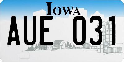 IA license plate AUE031