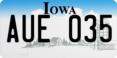 IA license plate AUE035