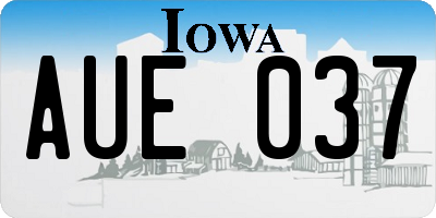 IA license plate AUE037