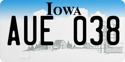 IA license plate AUE038