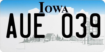 IA license plate AUE039
