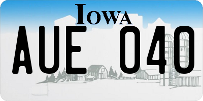 IA license plate AUE040
