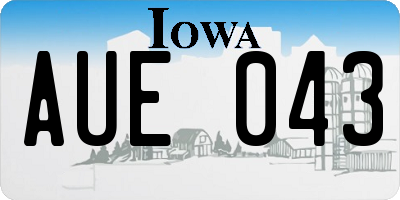 IA license plate AUE043