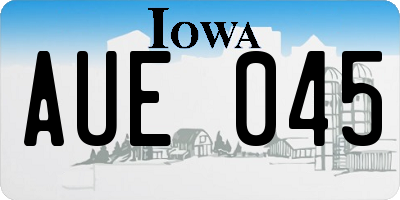 IA license plate AUE045