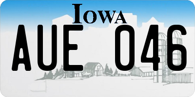 IA license plate AUE046