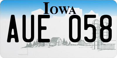 IA license plate AUE058