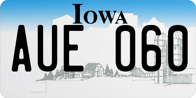 IA license plate AUE060