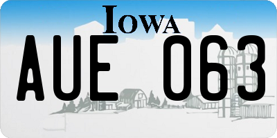 IA license plate AUE063