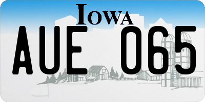 IA license plate AUE065