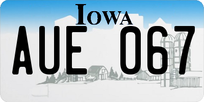 IA license plate AUE067