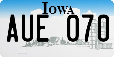 IA license plate AUE070