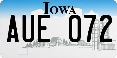 IA license plate AUE072