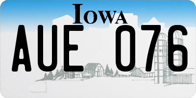 IA license plate AUE076
