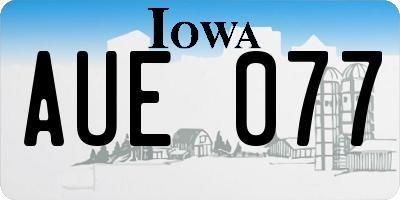 IA license plate AUE077