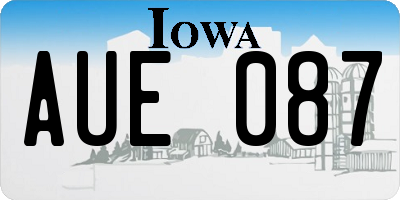 IA license plate AUE087