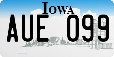 IA license plate AUE099