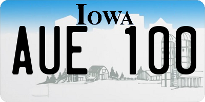 IA license plate AUE100
