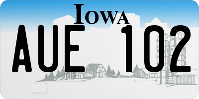 IA license plate AUE102