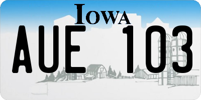 IA license plate AUE103