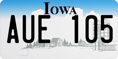 IA license plate AUE105