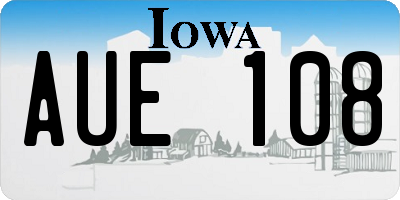IA license plate AUE108