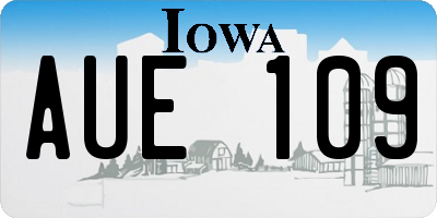 IA license plate AUE109
