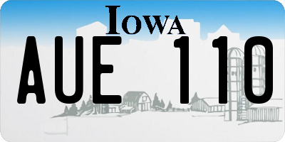 IA license plate AUE110
