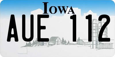 IA license plate AUE112
