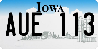 IA license plate AUE113