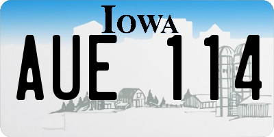 IA license plate AUE114