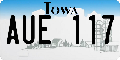 IA license plate AUE117