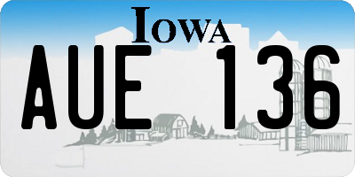 IA license plate AUE136