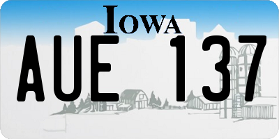 IA license plate AUE137