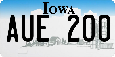 IA license plate AUE200
