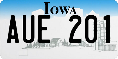 IA license plate AUE201