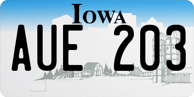 IA license plate AUE203