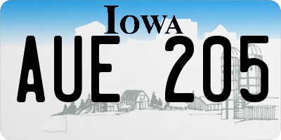 IA license plate AUE205