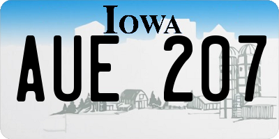 IA license plate AUE207