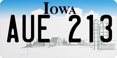 IA license plate AUE213