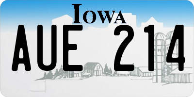 IA license plate AUE214