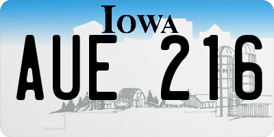 IA license plate AUE216