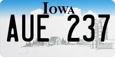IA license plate AUE237