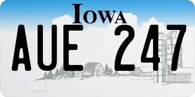 IA license plate AUE247